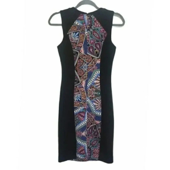 Nicole by Nicole Miller Paisley Sheath Dress  XS Black Multicolor Sleeveless - Picture 3 of 6